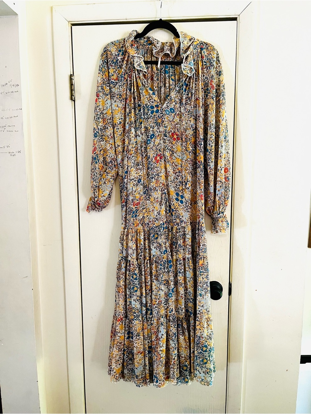 Free People Chiffon 70s Ethereal Fairycore Festival Boho Ruffle Maxi Dress